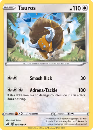 Tauros 106/159 Pokemon card