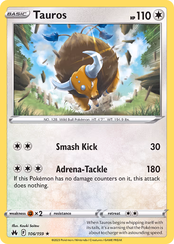 Tauros 106/159 Pokemon card