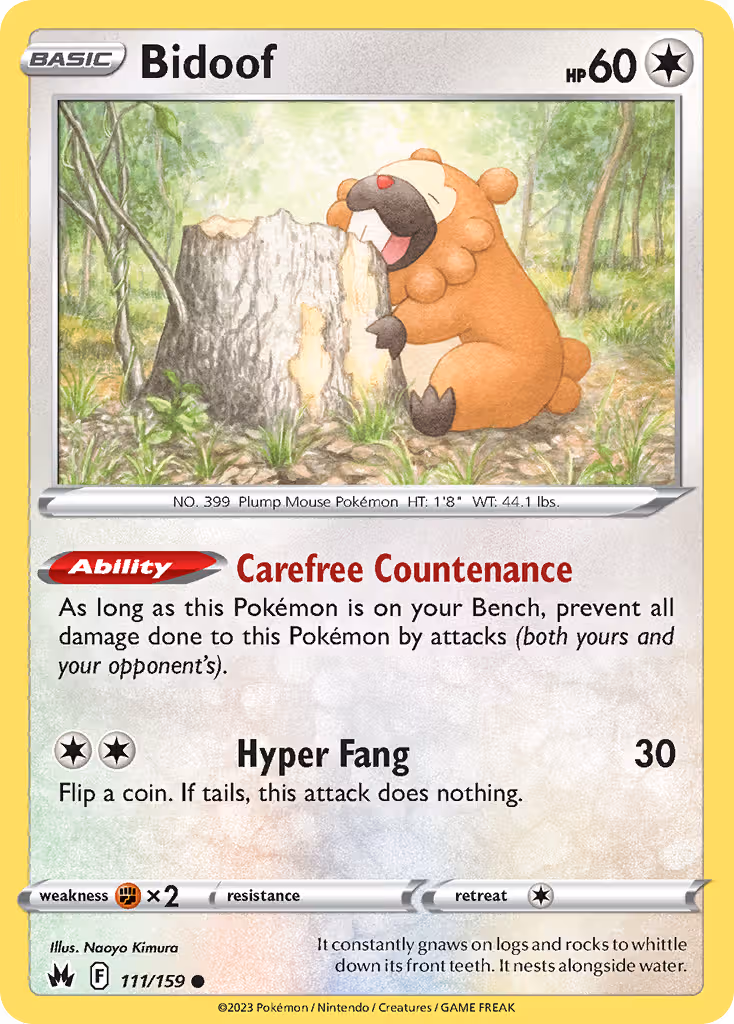 Bidoof 111/159 Pokemon card