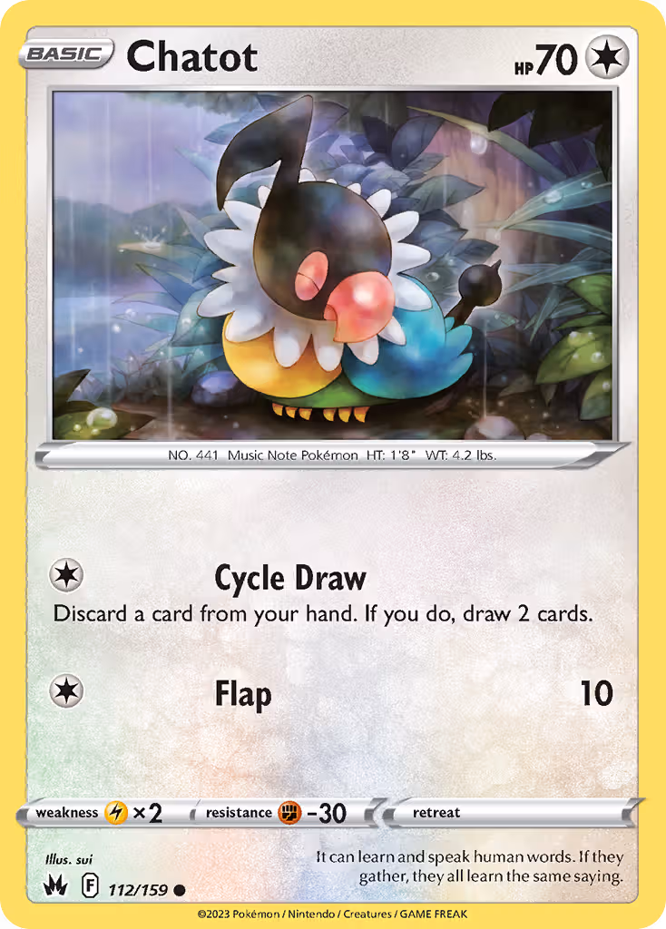 Chatot 112/159 Pokemon card