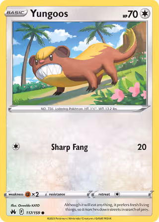 Yungoos 117/159 Pokemon card