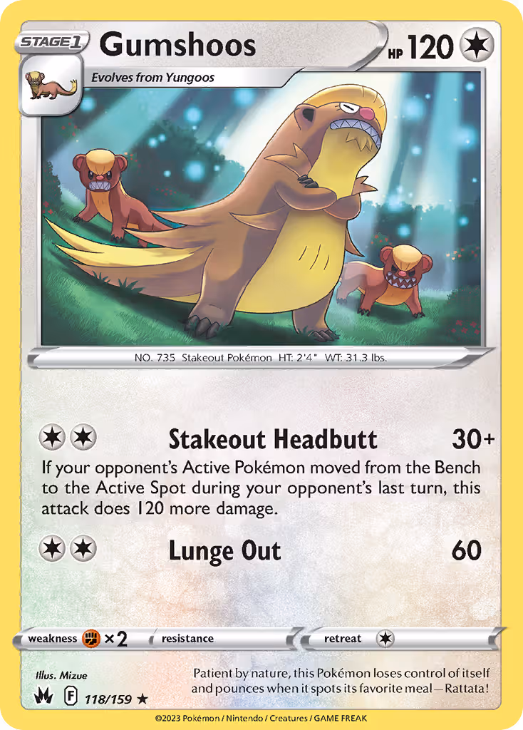 Gumshoos 118/159 Pokemon card