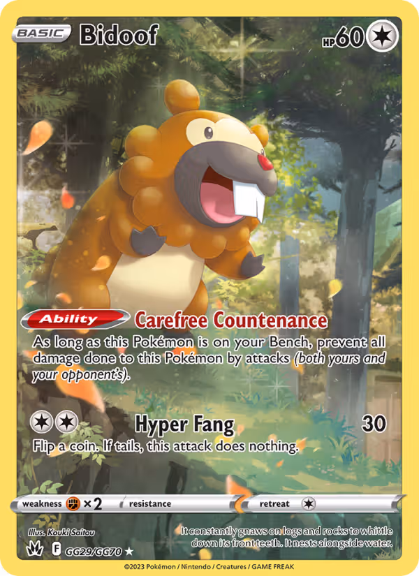 Bidoof GG29 Pokemon card