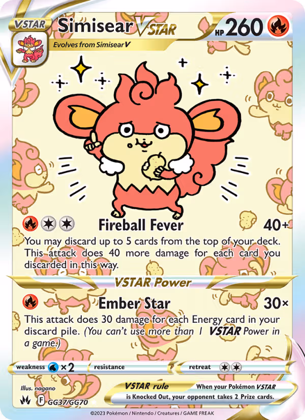 Simisear VSTAR GG37 Pokemon card