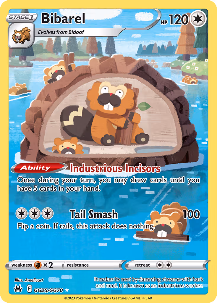 Bibarel GG25 Pokemon card