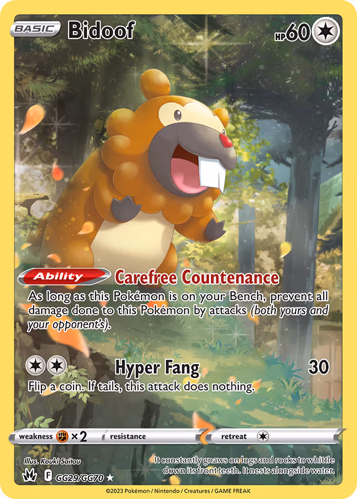 Bidoof GG29 Pokemon card