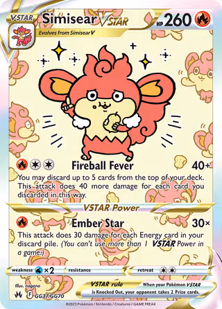 Simisear VSTAR GG37 Pokemon card