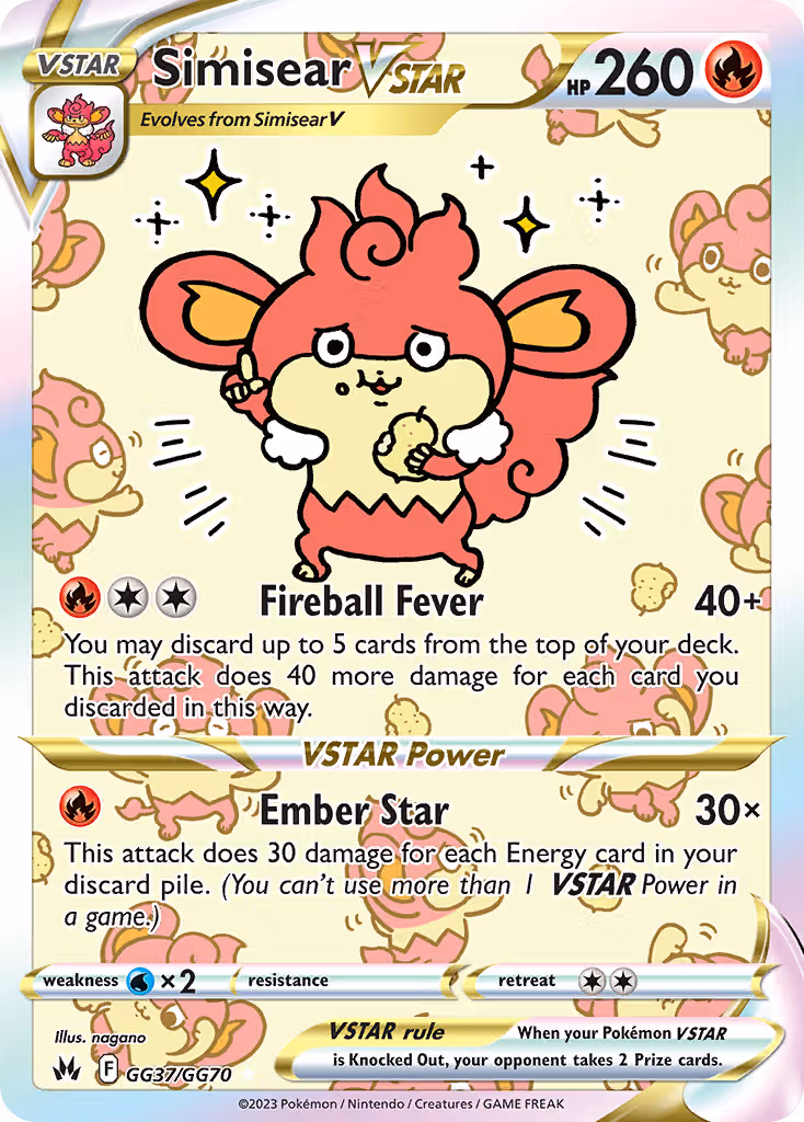 Simisear VSTAR GG37 Pokemon card