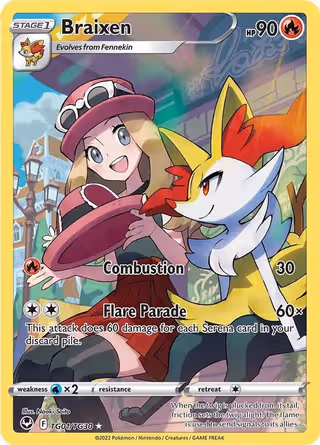 Braixen TG01 Pokemon card