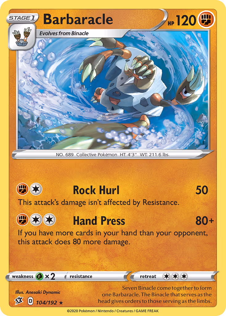 Barbaracle 104/192 Pokemon card