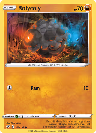 Rolycoly 105/192 Pokemon card
