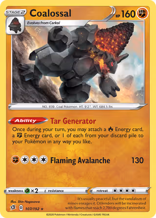 Coalossal 107/192 Pokemon card