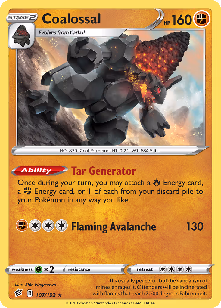 Coalossal 107/192 Pokemon card