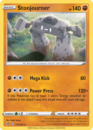 Stonjourner 111/192 Pokemon card