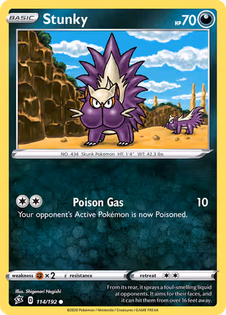 Stunky 114/192 Pokemon card