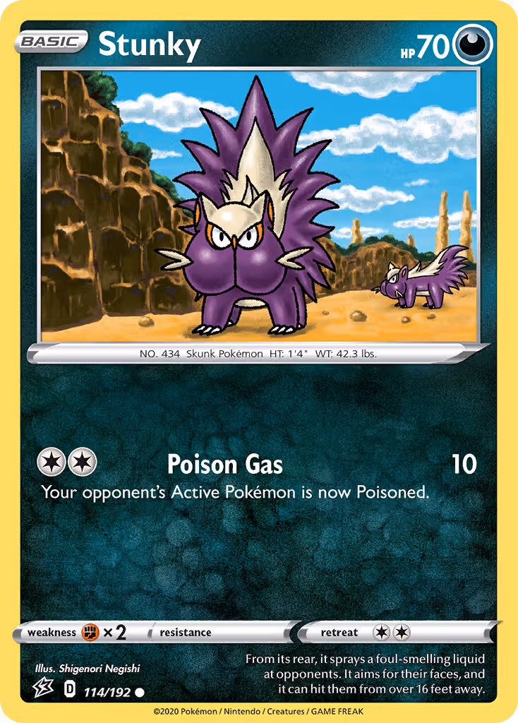 Stunky 114/192 Pokemon card