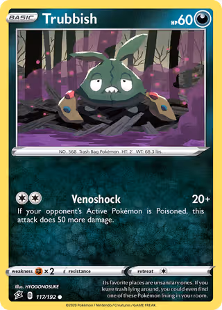 Trubbish 117/192 Pokemon card