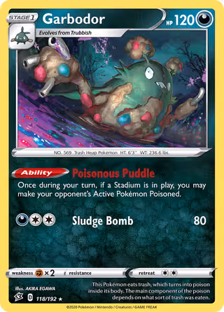 Garbodor 118/192 Pokemon card