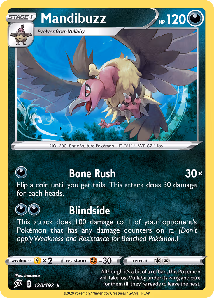 Mandibuzz 120/192 Pokemon card