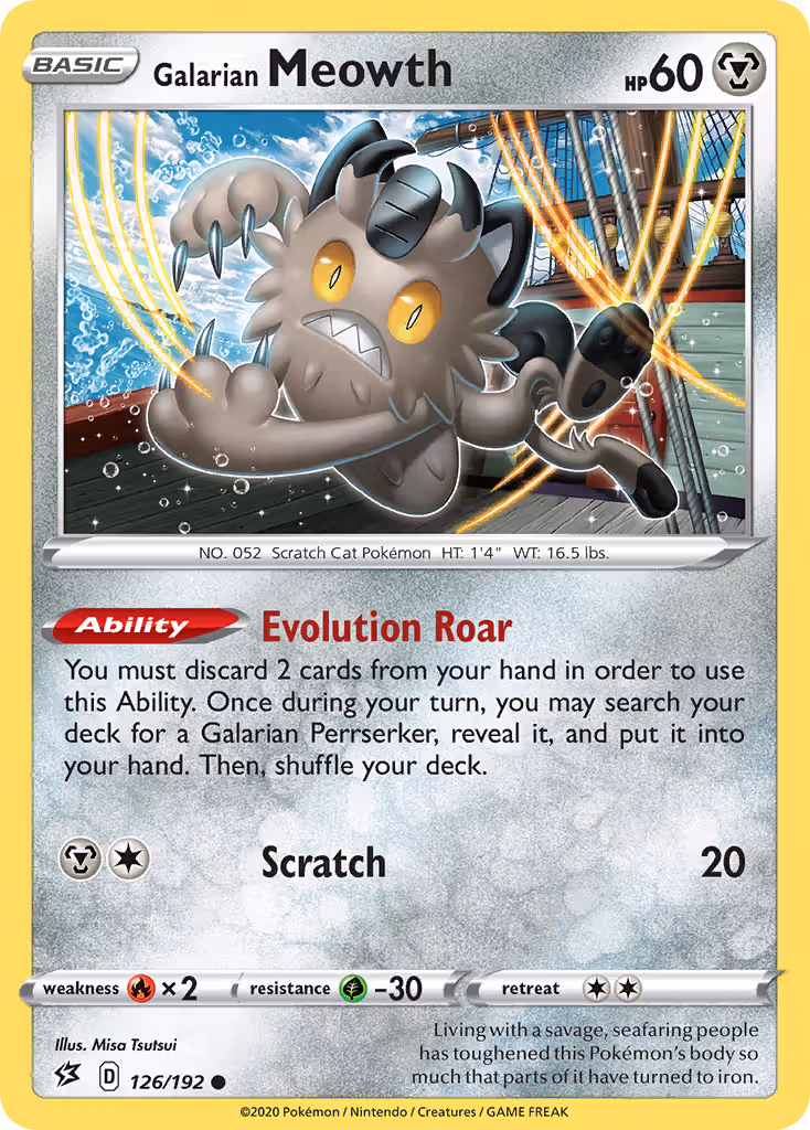 Galarian Meowth 126/192 Pokemon card