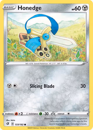 Honedge 133/192 Pokemon card