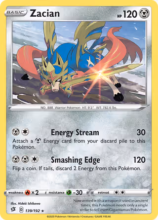 Zacian 139/192 Pokemon card