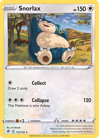 Snorlax 141/192 Pokemon card