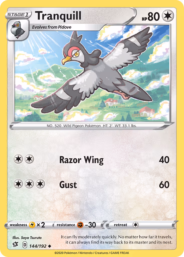 Tranquill 144/192 Pokemon card