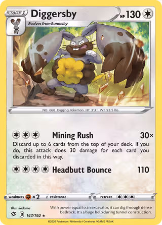 Diggersby 147/192 Pokemon card