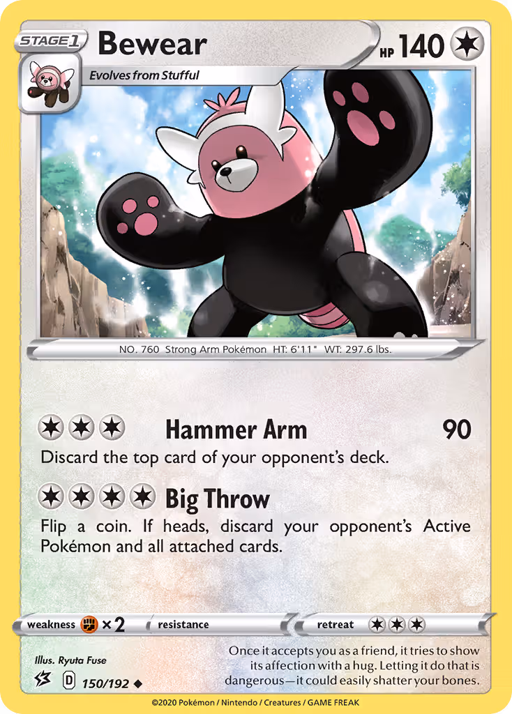 Bewear 150/192 Pokemon card