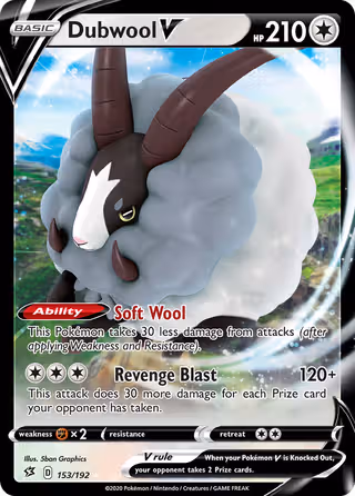 Dubwool V 153/192 Pokemon card