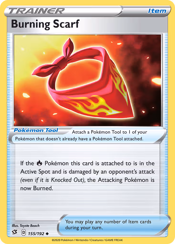 Burning Scarf 155/192 Pokemon card