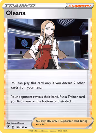 Oleana 163/192 Pokemon card