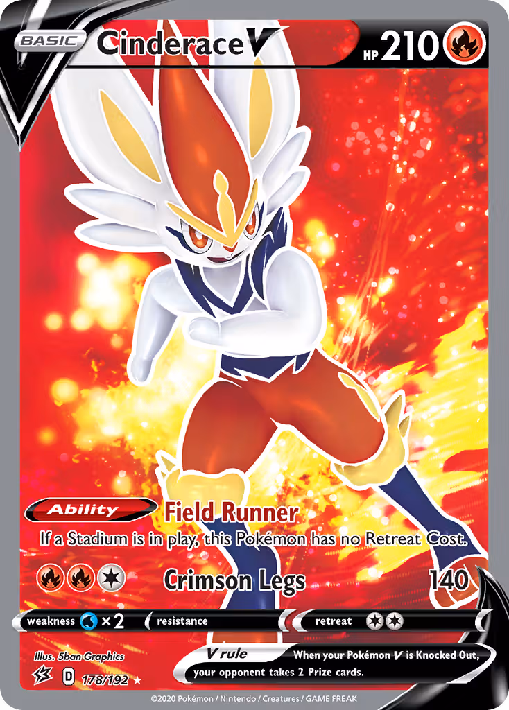 Cinderace V 178/192 Pokemon card