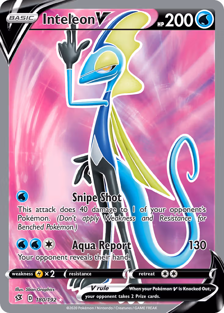Inteleon V 180/192 Pokemon card