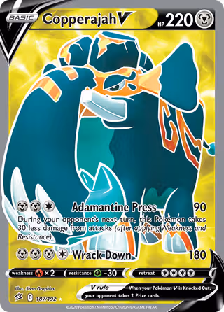 Copperajah V 187/192 Pokemon card