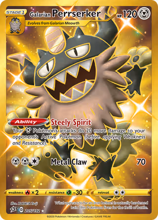 Galarian Perrserker 205/192 Pokemon card