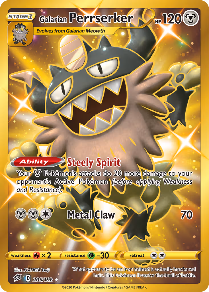 Galarian Perrserker 205/192 Pokemon card