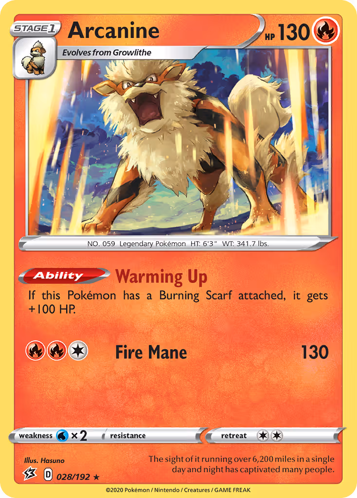 Arcanine 28/192 Pokemon card