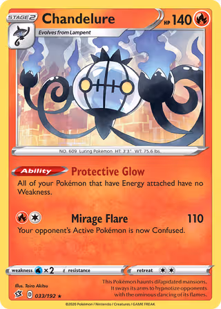 Chandelure 33/192 Pokemon card