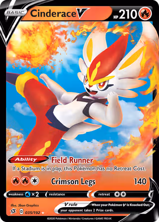 Cinderace V 35/192 Pokemon card