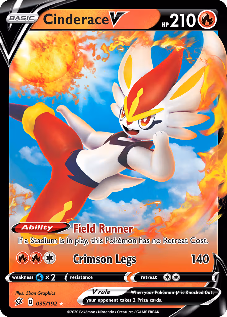 Cinderace V 35/192 Pokemon card