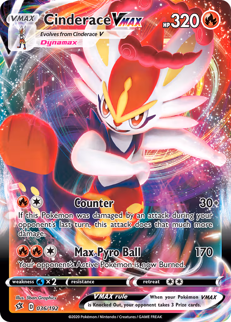 Cinderace VMAX 36/192 Pokemon card