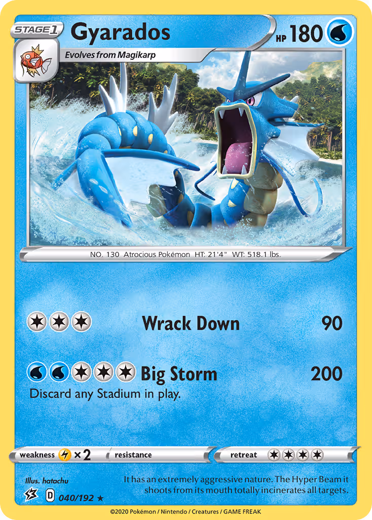 Gyarados 40/192 Pokemon card