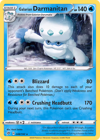 Galarian Darmanitan 48/192 Pokemon card