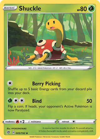 Shuckle 5/192 Pokemon card