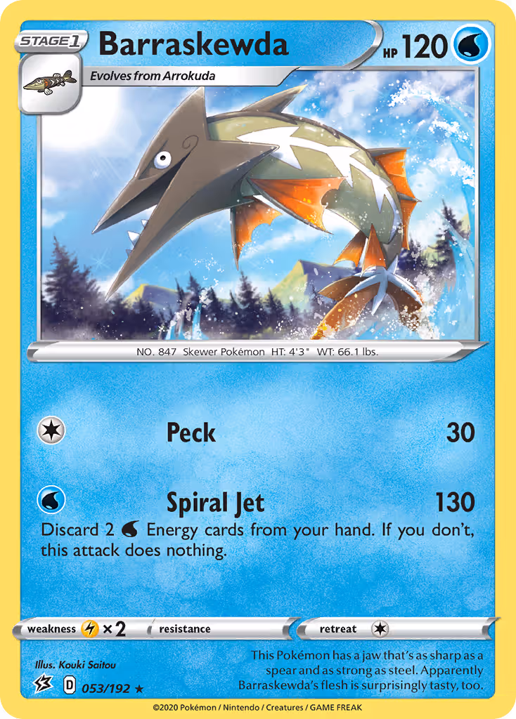 Barraskewda 53/192 Pokemon card