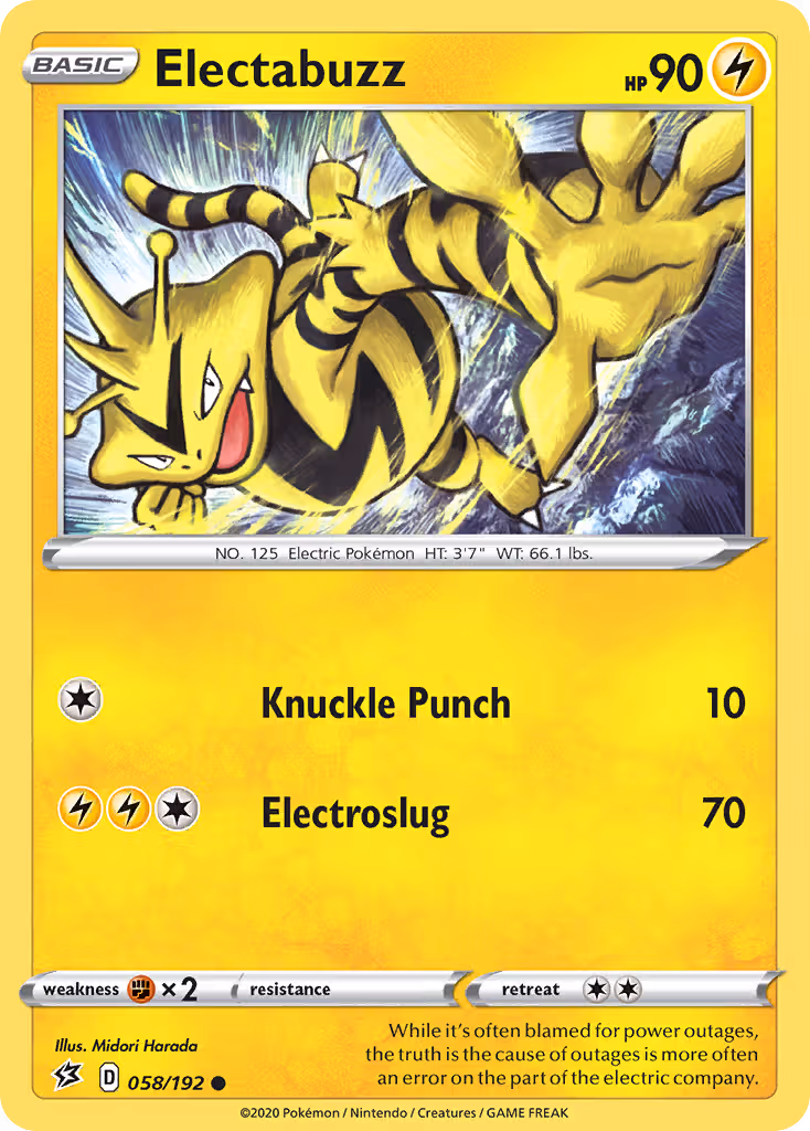 Electabuzz 58/192 Pokemon card