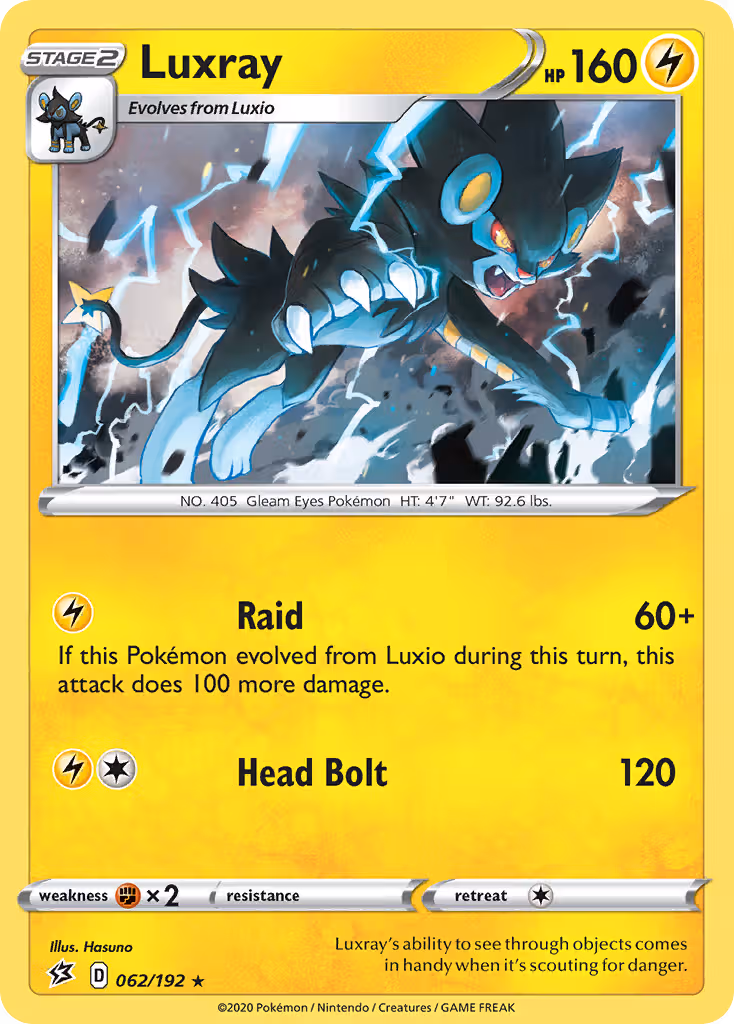 Luxray 62/192 Pokemon card