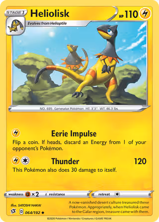 Heliolisk 64/192 Pokemon card